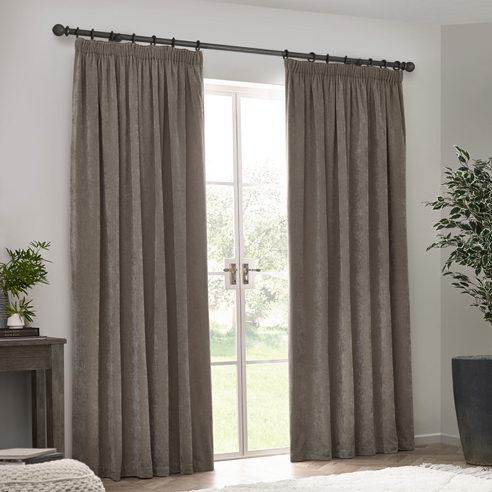 Heavy Chenille Pencil Pleat, Greige - Ready Made Curtains - Image 3